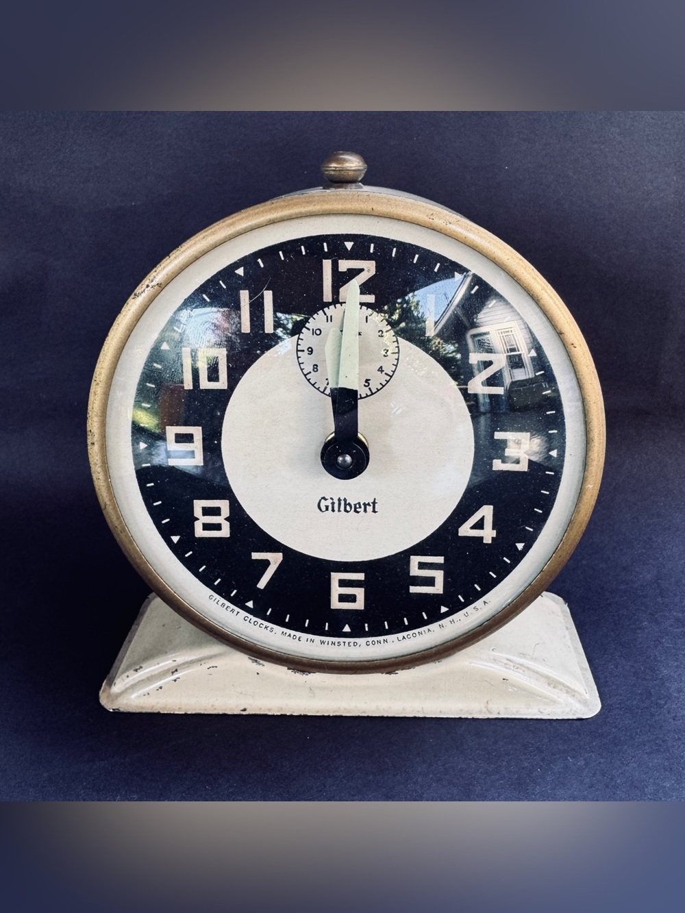 Vintage Black and Cream Gilbert Table Clock
